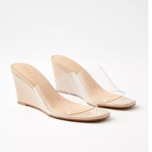 LOFT Cream Transparent Wedge Sandals